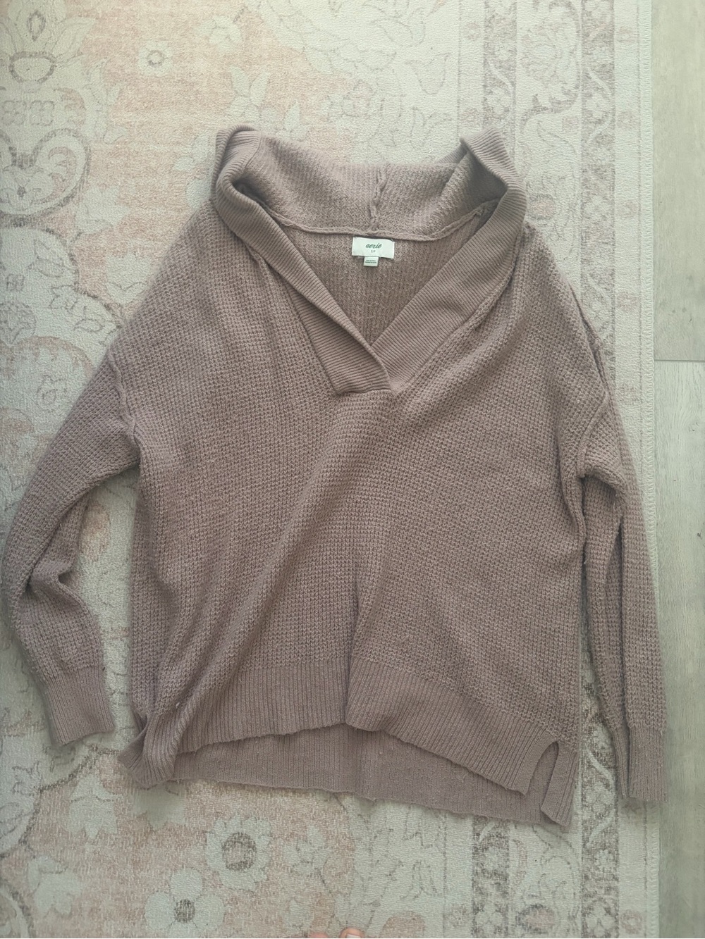 aerie oversized Mauve Taupe Cowl V-Neck Sweater